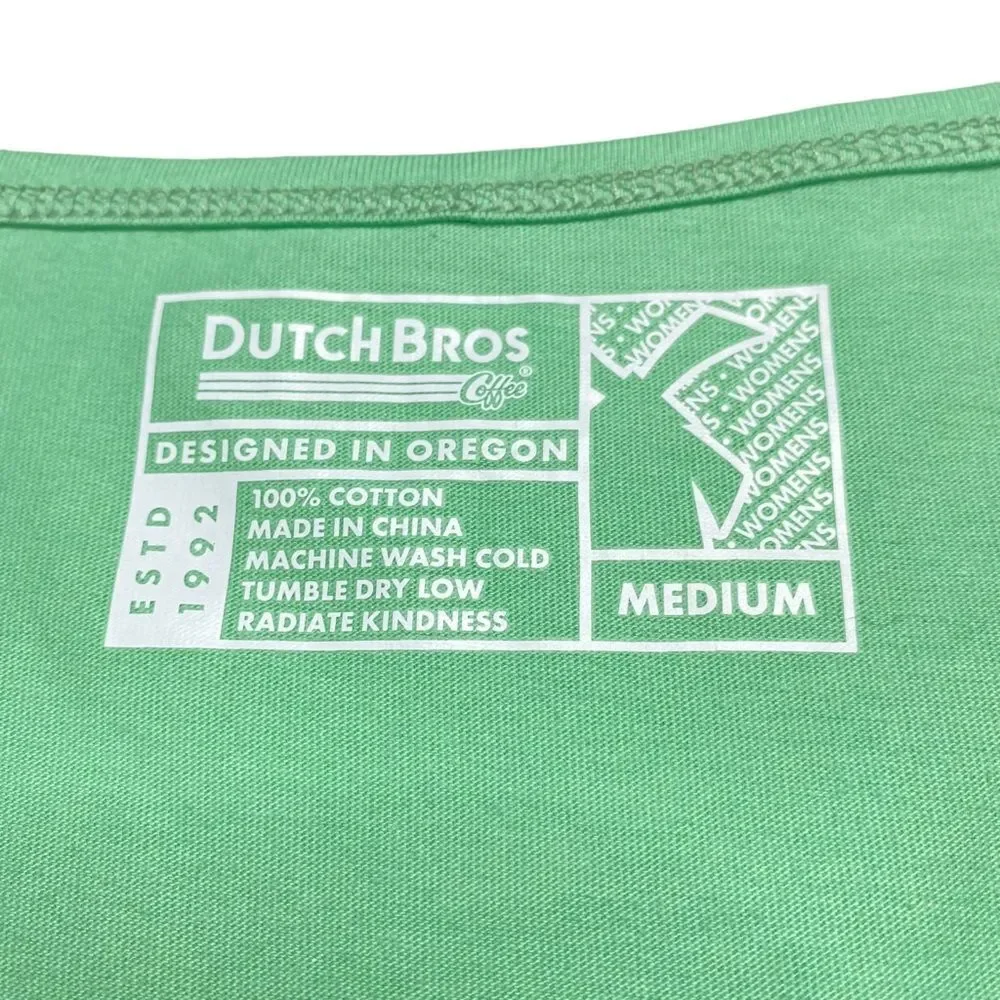 Dutch Bros Mint Green Smiley Faces Graphic Tank Top Coffee Merch Unisex Sz M